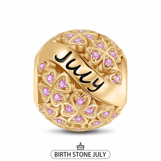 gon- July Birthstone Tarnish-resistant Silver Charms With Enamel In 14K Gold Plated
