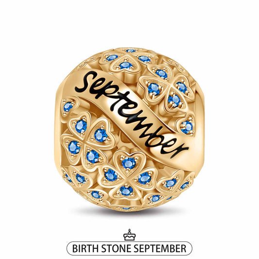 gon- September Birthstone Tarnish-resistant Silver Charms With Enamel In 14K Gold Plated