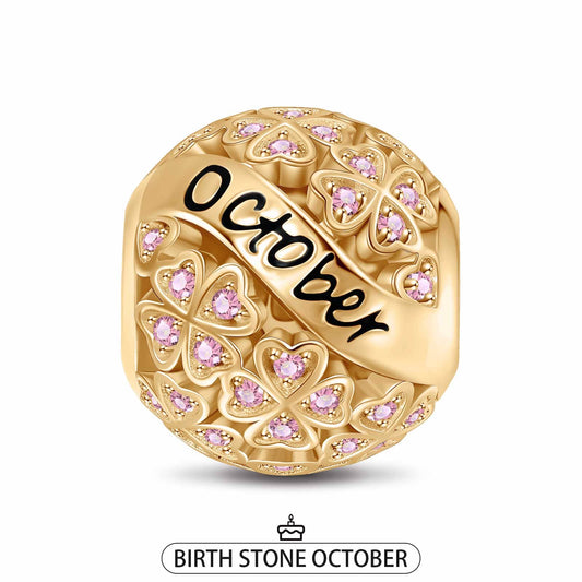 gon- October Birthstone Tarnish-resistant Silver Charms With Enamel In 14K Gold Plated