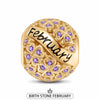 February Birthstone Tarnish-resistant Silver Charms With Enamel In 14K Gold Plated