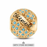 December Birthstone Tarnish-resistant Silver Charms With Enamel In 14K Gold Plated