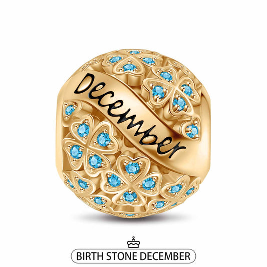 gon- December Birthstone Tarnish-resistant Silver Charms With Enamel In 14K Gold Plated