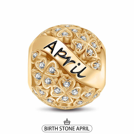 gon- April Birthstone Tarnish-resistant Silver Charms With Enamel In 14K Gold Plated