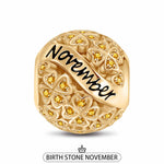 November Birthstone Tarnish-resistant Silver Charms With Enamel In 14K Gold Plated