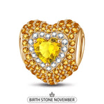 November Love Heart Birthstone Tarnish-resistant Silver Charms With Enamel In 14K Gold Plated