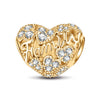 Family Tarnish-resistant Silver Heart Charms In 14K Gold Plated