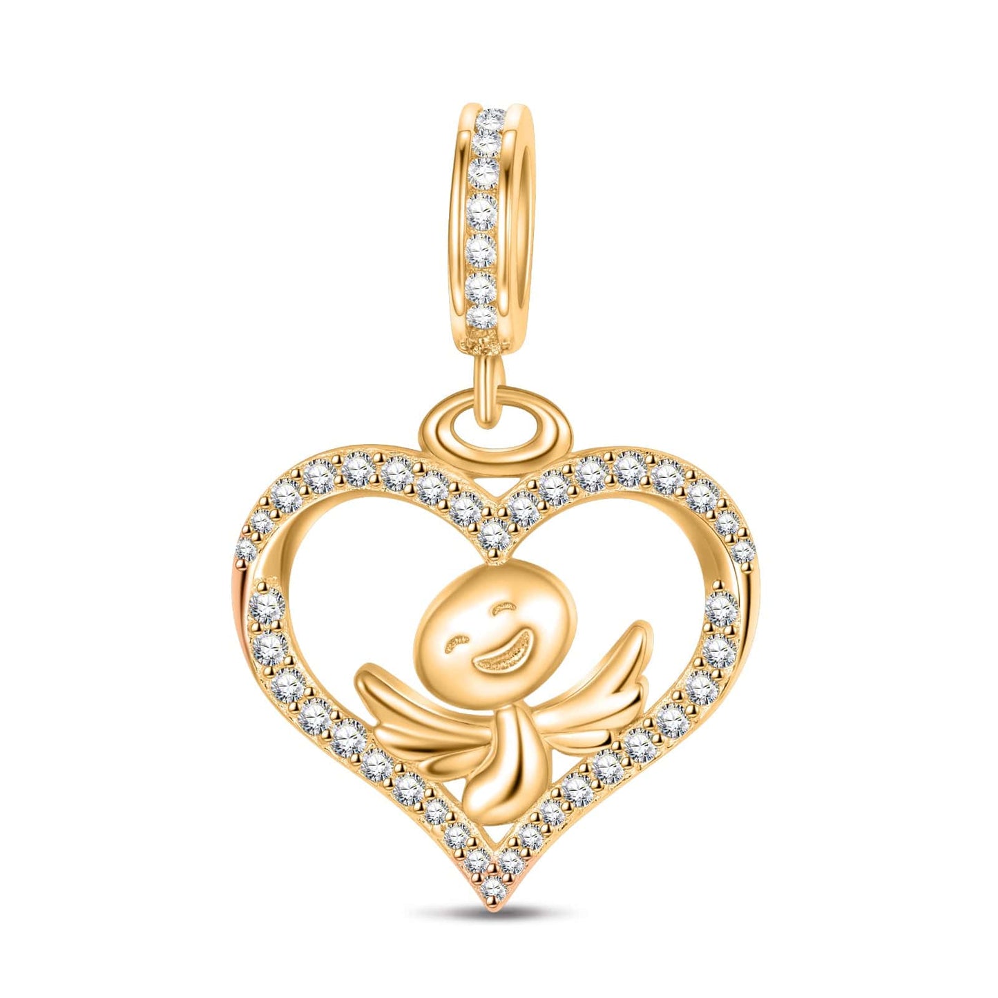 Smiling Angel Tarnish-resistant Silver Dangle Charms In 14K Gold Plated