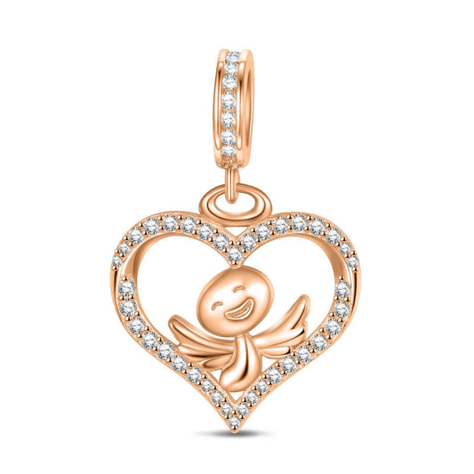 gon- Smiling Angel Tarnish-resistant Silver Dangle Charms In Rose Gold Plated