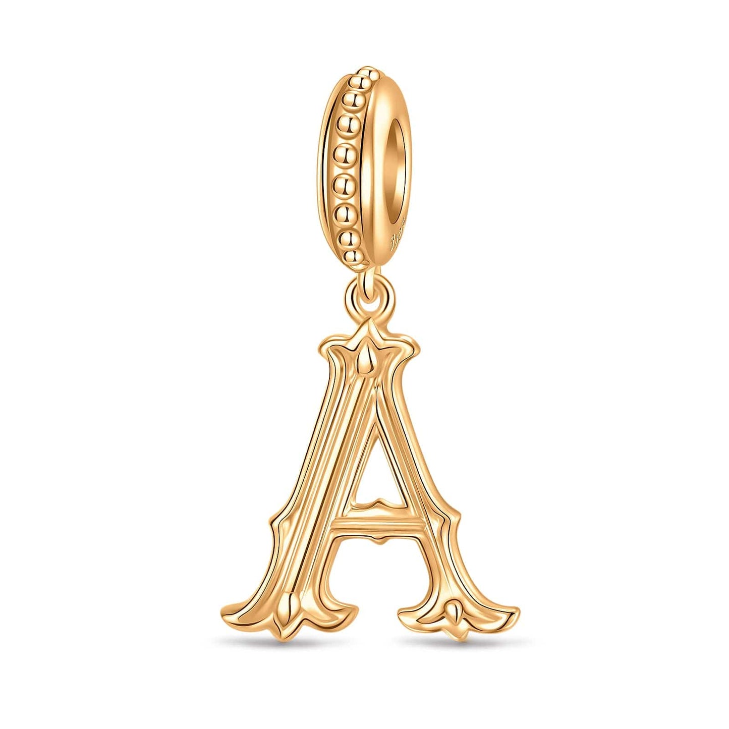 Letter A Tarnish-resistant Silver Dangle Charms In 14K Gold Plated