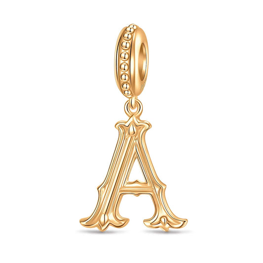 gona- Letter A Tarnish-resistant Silver Dangle Charms In 14K Gold Plated