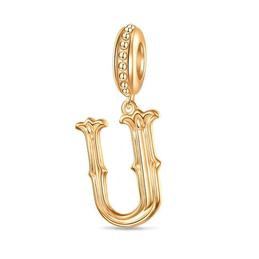 gona- Letter U Tarnish-resistant Silver Dangle Charms In 14K Gold Plated