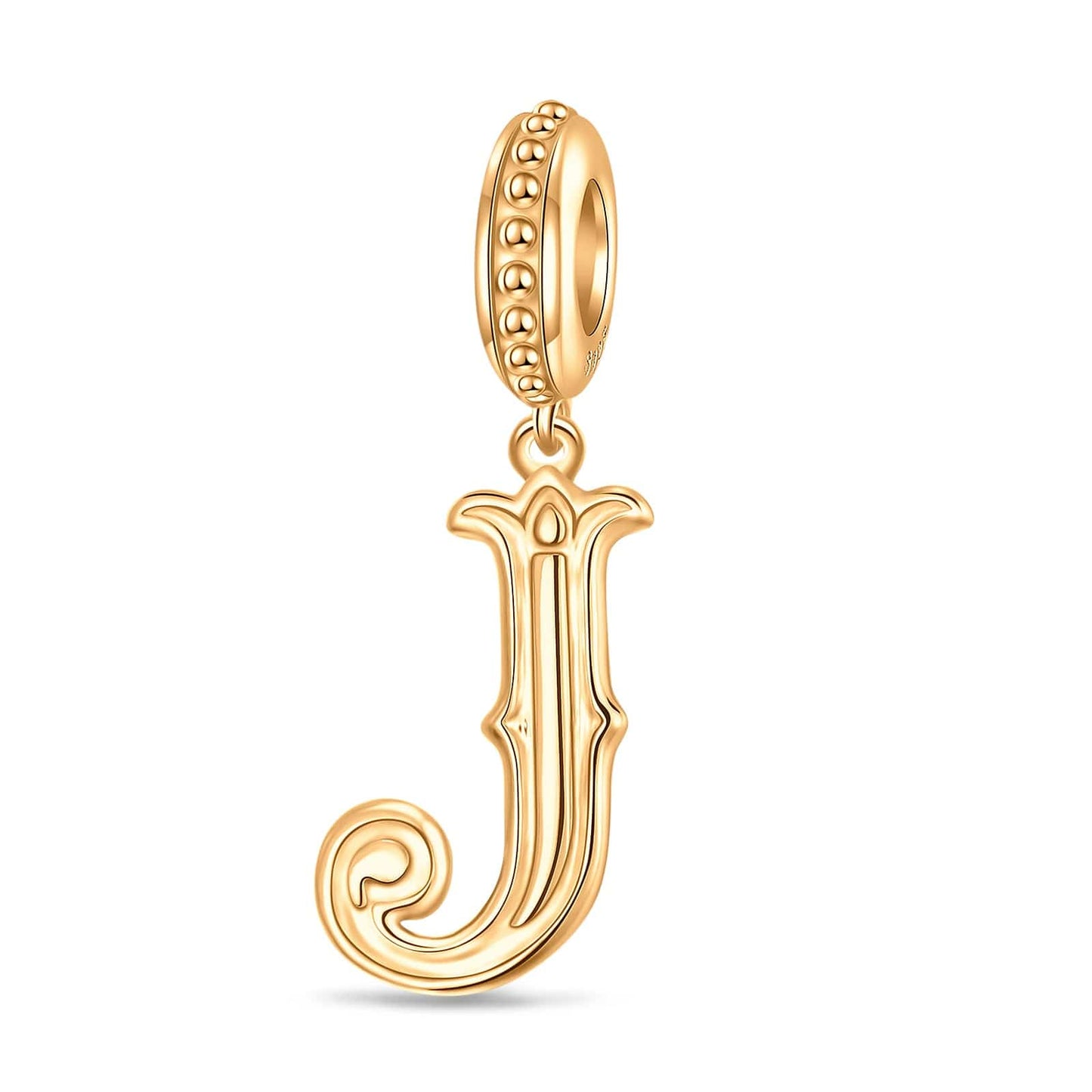 Letter J Tarnish-resistant Silver Dangle Charms In 14K Gold Plated