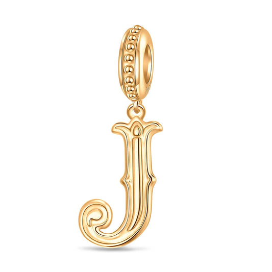 gona- Letter J Tarnish-resistant Silver Dangle Charms In 14K Gold Plated