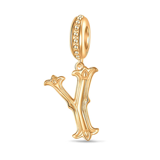 gona- Letter Y Tarnish-resistant Silver Dangle Charms In 14K Gold Plated
