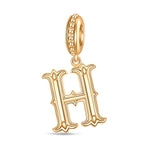 Letter H Tarnish-resistant Silver Dangle Charms In 14K Gold Plated