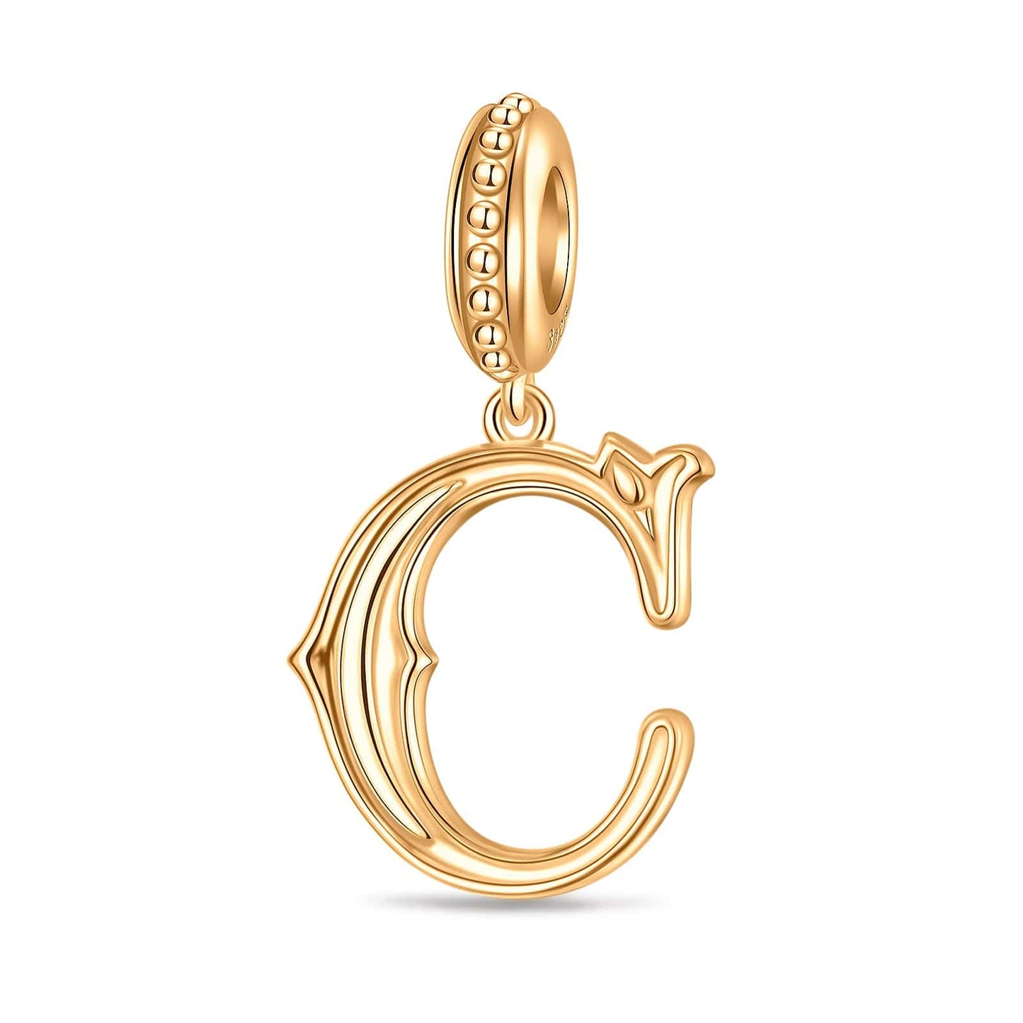 Letter C Tarnish-resistant Silver Dangle Charms In 14K Gold Plated
