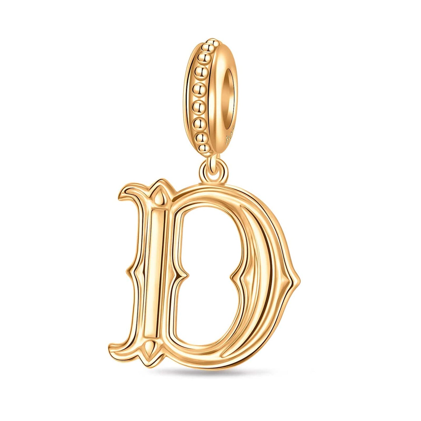 Letter D Tarnish-resistant Silver Dangle Charms In 14K Gold Plated