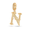 Letter N Tarnish-resistant Silver Dangle Charms In 14K Gold Plated