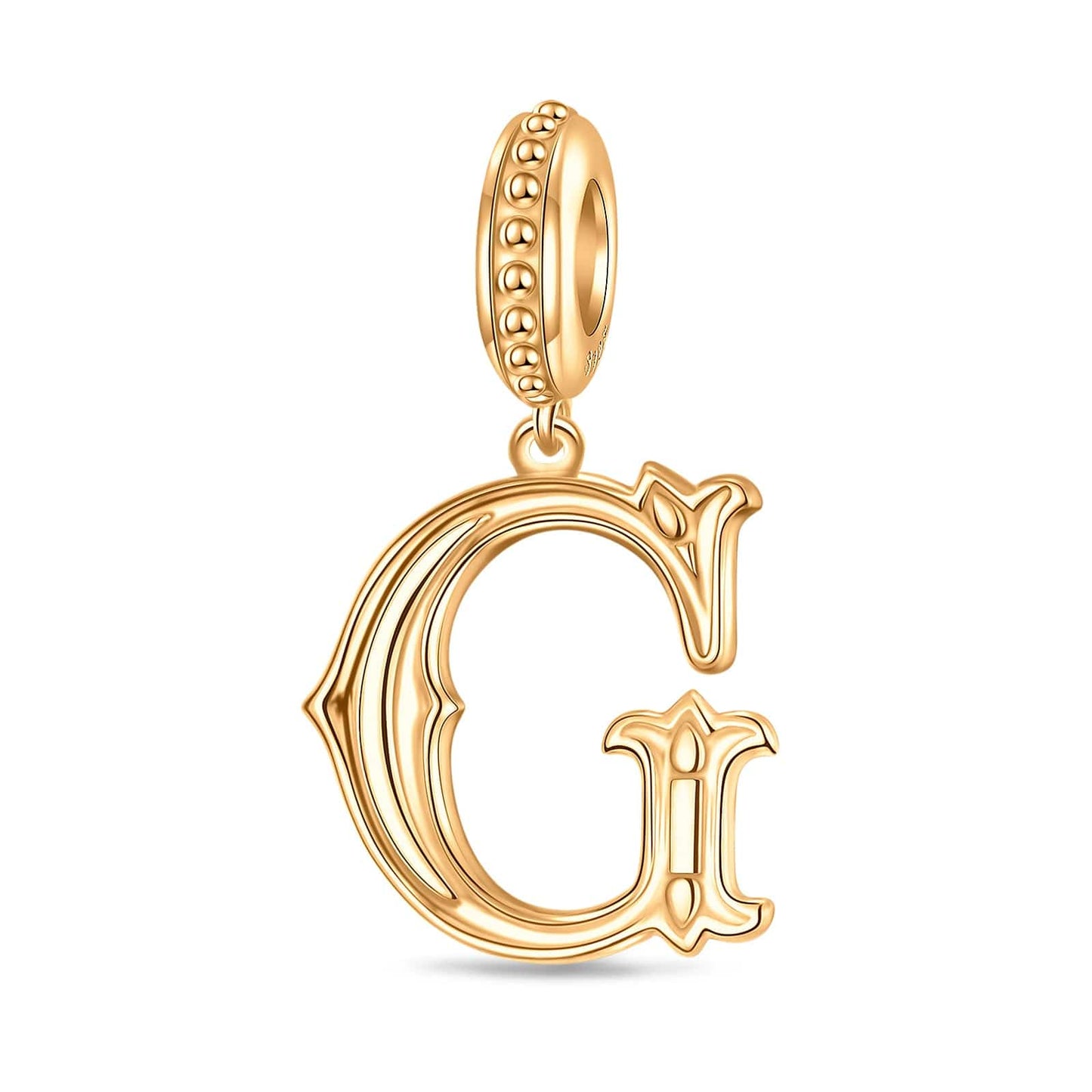Letter G Tarnish-resistant Silver Dangle Charms In 14K Gold Plated