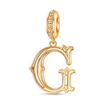 Letter G Tarnish-resistant Silver Dangle Charms In 14K Gold Plated