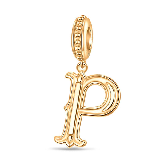 gona- Letter P Tarnish-resistant Silver Dangle Charms In 14K Gold Plated