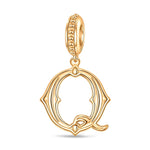 Letter Q Tarnish-resistant Silver Dangle Charms In 14K Gold Plated