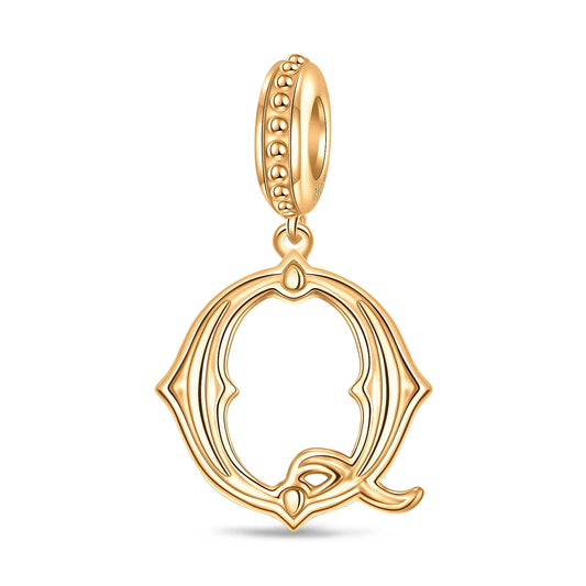 gona- Letter Q Tarnish-resistant Silver Dangle Charms In 14K Gold Plated