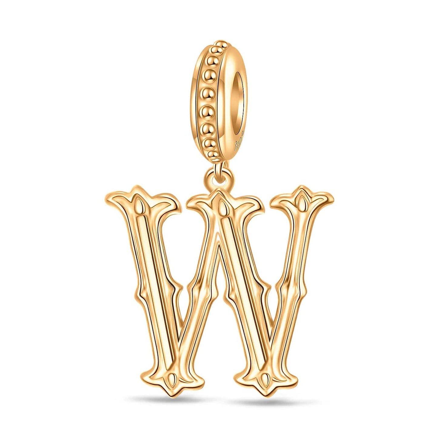Letter W Tarnish-resistant Silver Dangle Charms In 14K Gold Plated