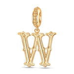 Letter W Tarnish-resistant Silver Dangle Charms In 14K Gold Plated