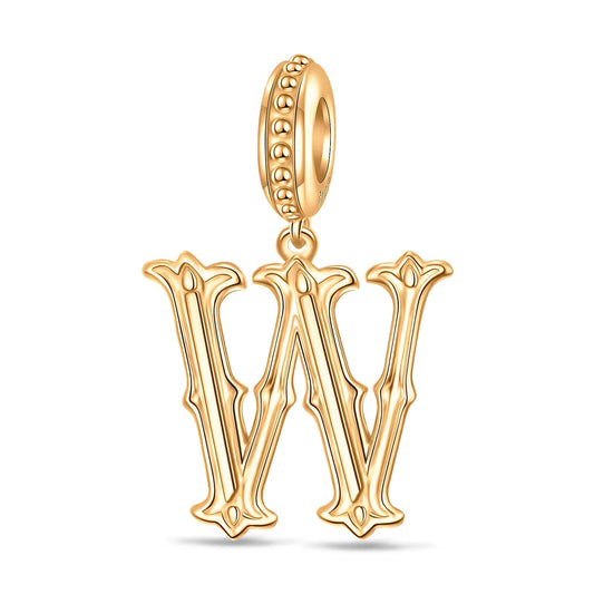 gona- Letter W Tarnish-resistant Silver Dangle Charms In 14K Gold Plated