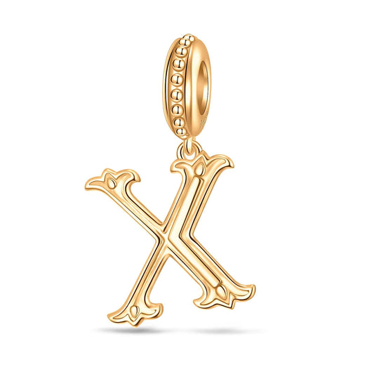 gona- Letter X Tarnish-resistant Silver Dangle Charms In 14K Gold Plated