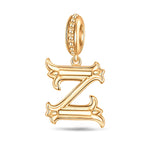 Letter Z Tarnish-resistant Silver Dangle Charms In 14K Gold Plated