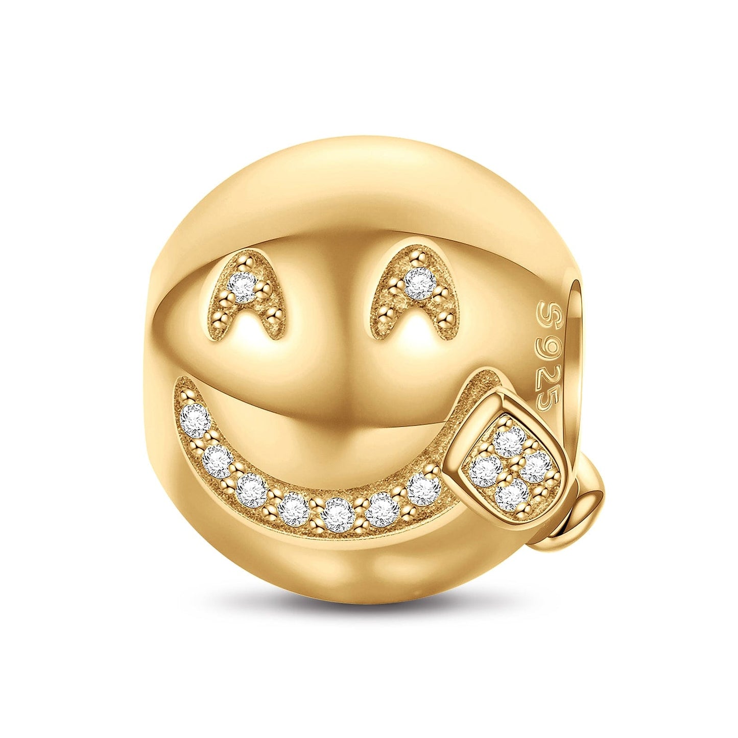 Sterling Silver Yummy face Emoji Charms In 14K Gold Plated