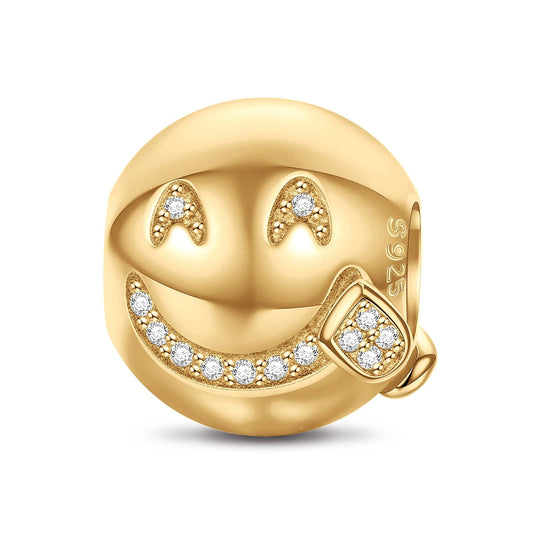 gon- Sterling Silver Yummy face Emoji Charms In 14K Gold Plated