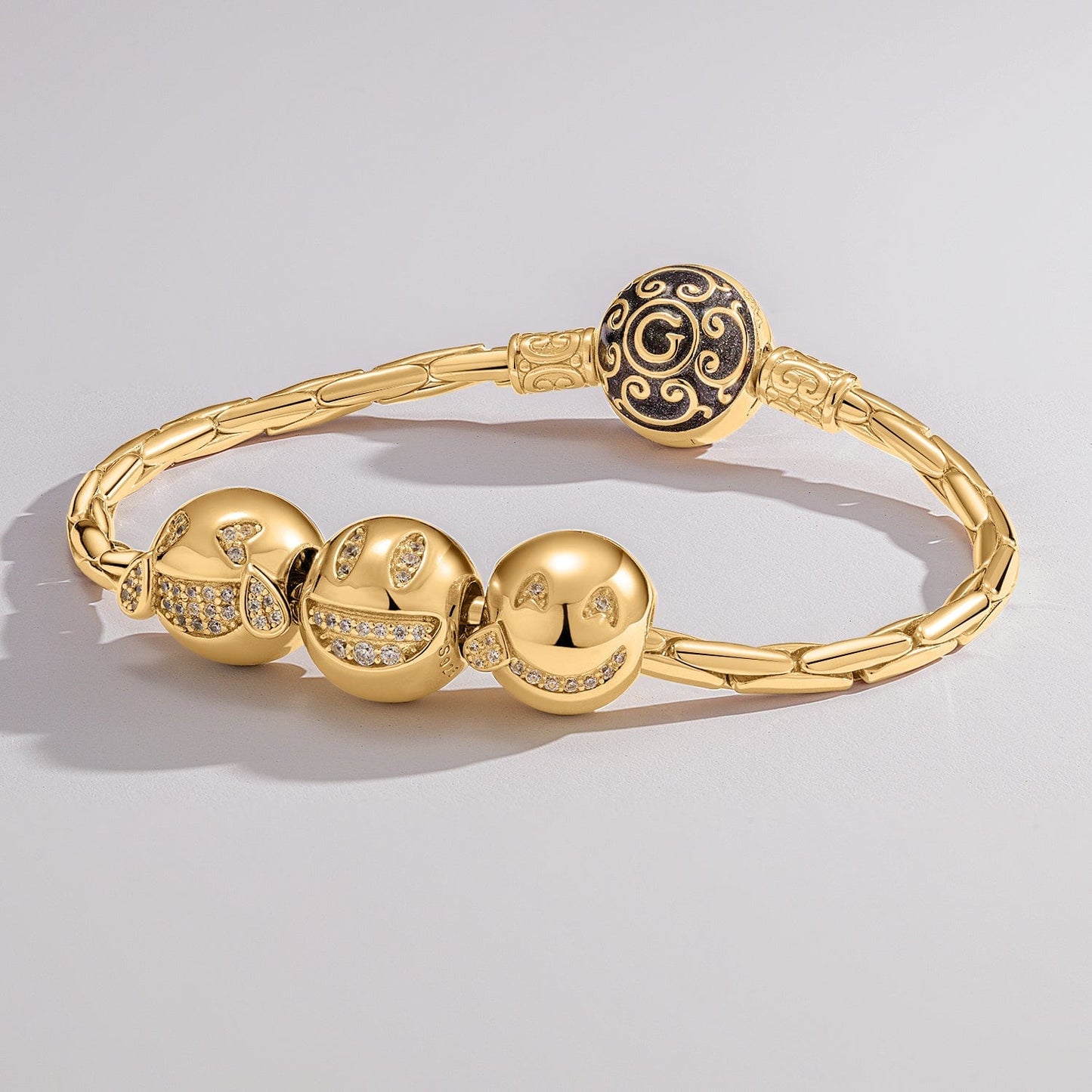 Yummy face Emoji Tarnish-resistant Silver Charms In 14K Gold Plated