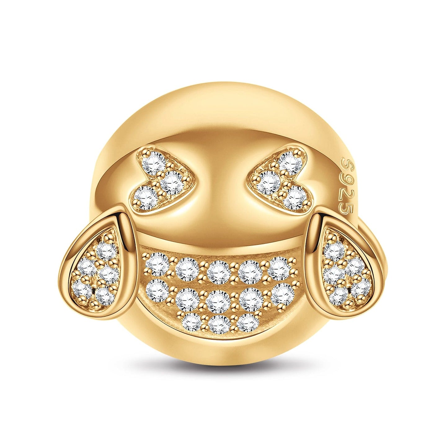Sterling Silver Laughing With Tears Emoji Charms In 14K Gold Plated