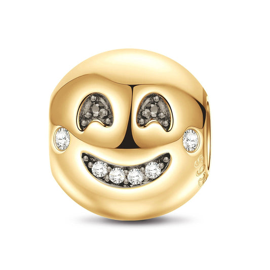 gon- Sterling Silver Smiling With Tearss Emoji Charms With Enamel In 14K Gold Plated