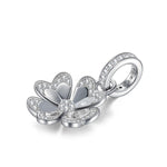 Sterling Silver Lucky Clover Dangle Charms In White Gold Plated