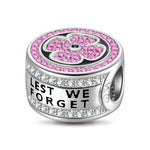 Sterling Silver Plum Blossom Charms With Enamel In White Gold Plated