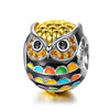 Sterling Silver Singing Owl Charms With Enamel In Two-Tone Plating