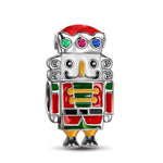 Sterling Silver Nutcracker Soldier Charms With Enamel In White Gold Plated