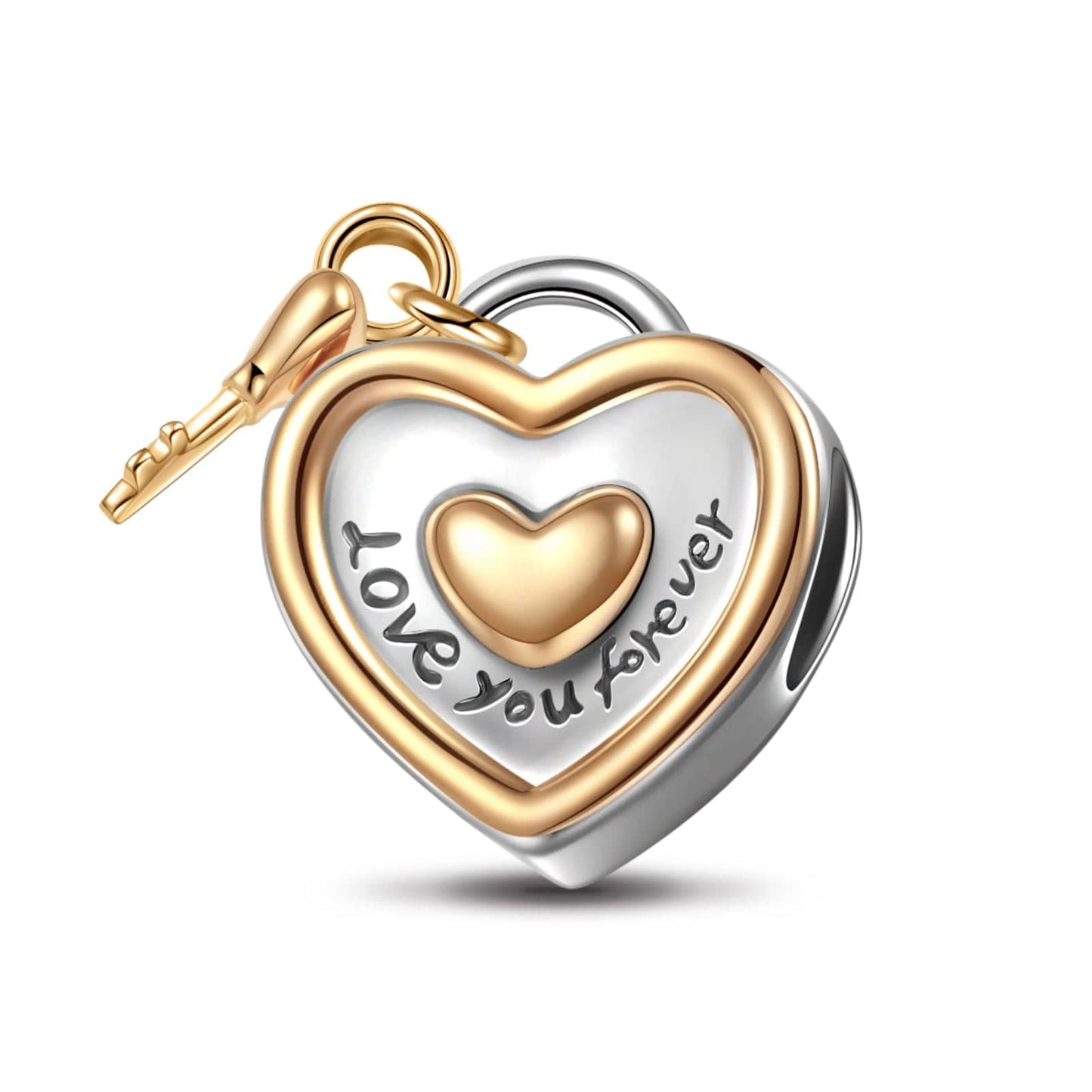 Sterling Silver You Are My Love Charms In Two-Tone Plating