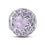 Sterling Silver Purple Lucky Clover Charms With Enamel In White Gold Plated