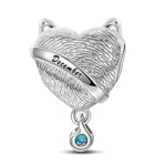 Sterling Silver December Fox Birthday Stone Dangle Charms In White Gold Plated