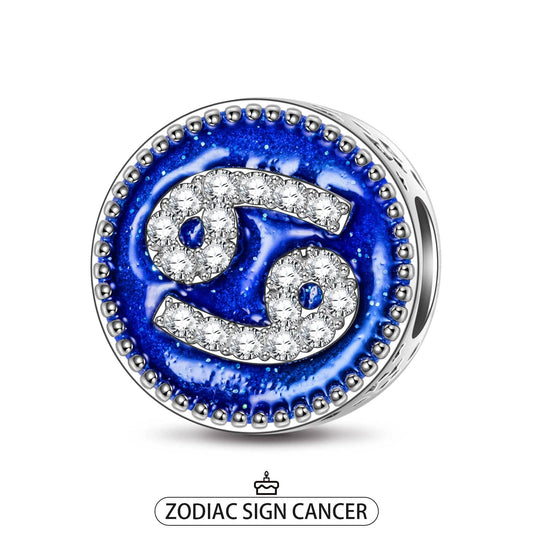 gon- Sterling Silver Cancer Charms With Enamel In White Gold Plated