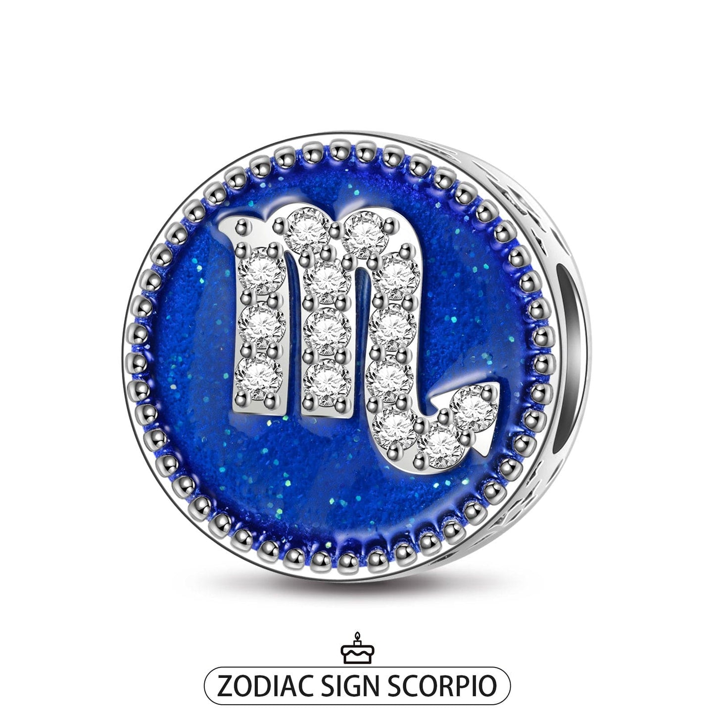 Sterling Silver Scorpio Charms With Enamel In White Gold Plated
