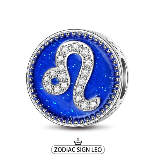 gon- Sterling Silver Leo Charms With Enamel In White Gold Plated