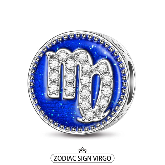 gon- Sterling Silver Virgo Charms With Enamel In White Gold Plated
