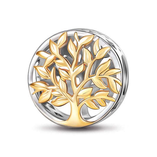 gon- Sterling Silver Golden Family Roots Charms In Two-Tone Plating