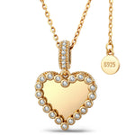 Personalized Engravable Sterling Silver Framed Heart Pendant Necklace In 14K Gold Plated